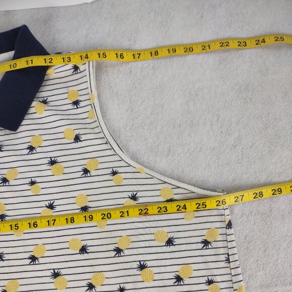 Chic Women's Blue, White, Yellow, Collared Cotton Blend Pineapple Dress Size 2X - Picture 9 of 11